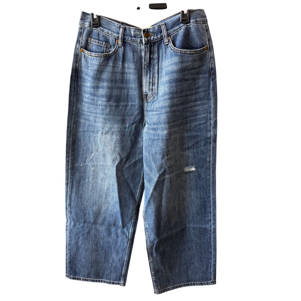 New Free People X Sandrine Rose Women's Distressed Wide Leg Jeans Size 29 - Picture 2 of 6